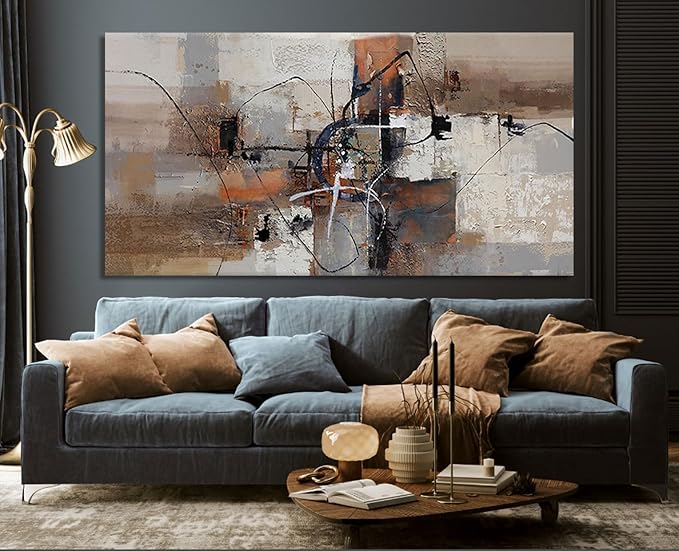 YDYSUNE Abstract Canvas Wall Art, Modern Wall Decor Painting, Brown Room Decorations, Orange Wall Art for Living Room, Bedroom, Office Artwork Wall Decor 29×58IN