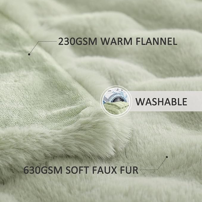 Sage Green Fluffy Bubble Throw Blanket 60x80 Faux Fur Fuzzy Furry Throw Blanket for Bedroom Sofa Couch Soft Cozy Thick