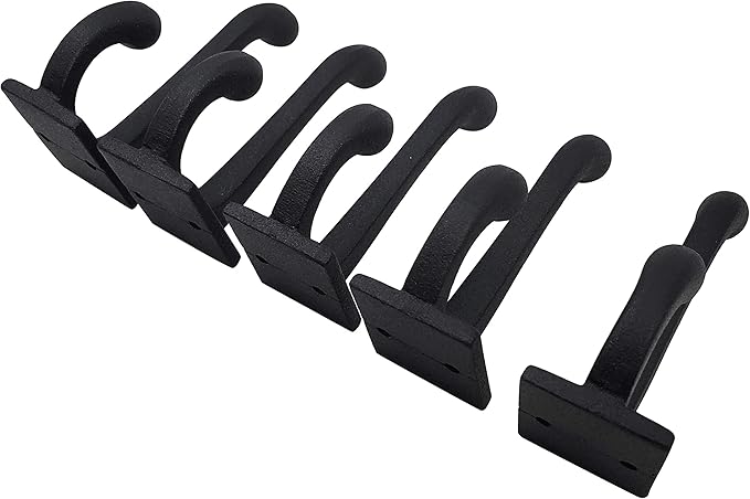 Claimed Corner Cast Iron Coat Hooks - Wall Mounted Rustic Farmhouse Matte Black Cast Iron DIY Coat Towel Hat Scarf Bags Hook 5-Pack