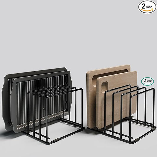 2-Pack Dish Rack & Cutting Board Organizer – 5-Tier Metal Rack for Cutting Boards, Bakeware, Trays – Space-Saving Kitchen Storage, Rust-Resistant Dish Organizer for Cabinets, Countertops & Pantry