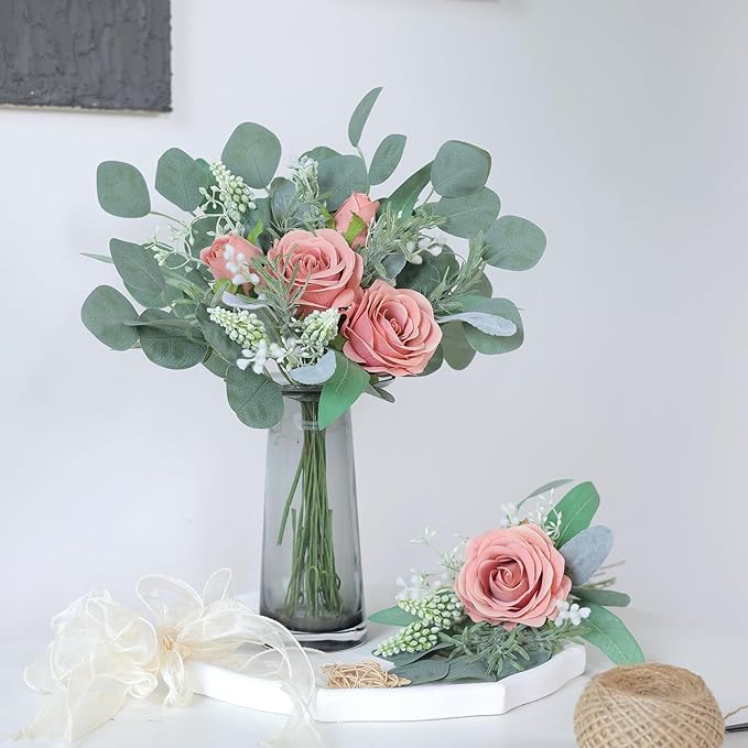 YXZZWL Artificial Greenery Stems Box Set,65 Pcs with 7 Kinds of Faux Greenery Branches Fake Eucalyptus for Wedding DIY Bouquets Floral Arrangement Table Centerpieces (Dusty Green)