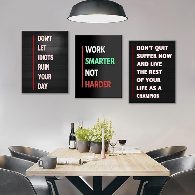 Motivational Canvas Wall Art Home Decor 3 Pieces Inspirational Entrepreneur Saying Poster Print Inspiring Picture Painting Artwork for Bedroom Bathroom Wall Decoration Ready to Hang [36''W x 16''H]