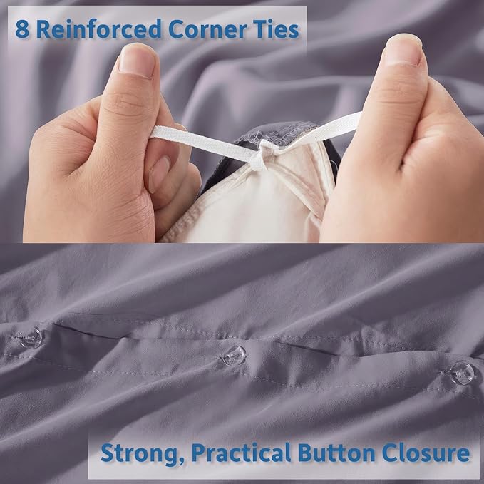 Nestl Twin Duvet Cover Set - Soft Double Brushed Grayish Purple Duvet Cover Twin/Twin XL, 2 Piece, with Button Closure, 1 Duvet Cover 68x90 inches and 1 Pillow Sham