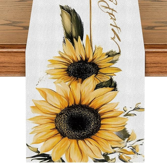 ANNA QUEEN Sunflower Table Runner 13 x 72 Inch for Dining Table,Fall Table Runner Seasonal Autumn Kitchen Dining Table Decoration for Home Party Decor Thanksgiving Harvest