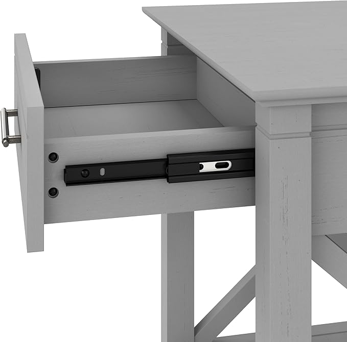 Bush Furniture Key West Small End Table with Storage | Modern Farmhouse Accent Shelf for Living Room in Cape Cod Gray