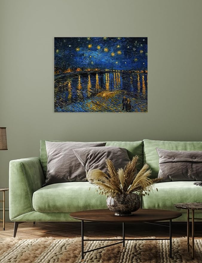 DECORARTS - Starry Night Over The Rhone, Vincent Van Gogh Art Reproduction. Giclee Canvas Prints Wall Art for Home Decor 30x24