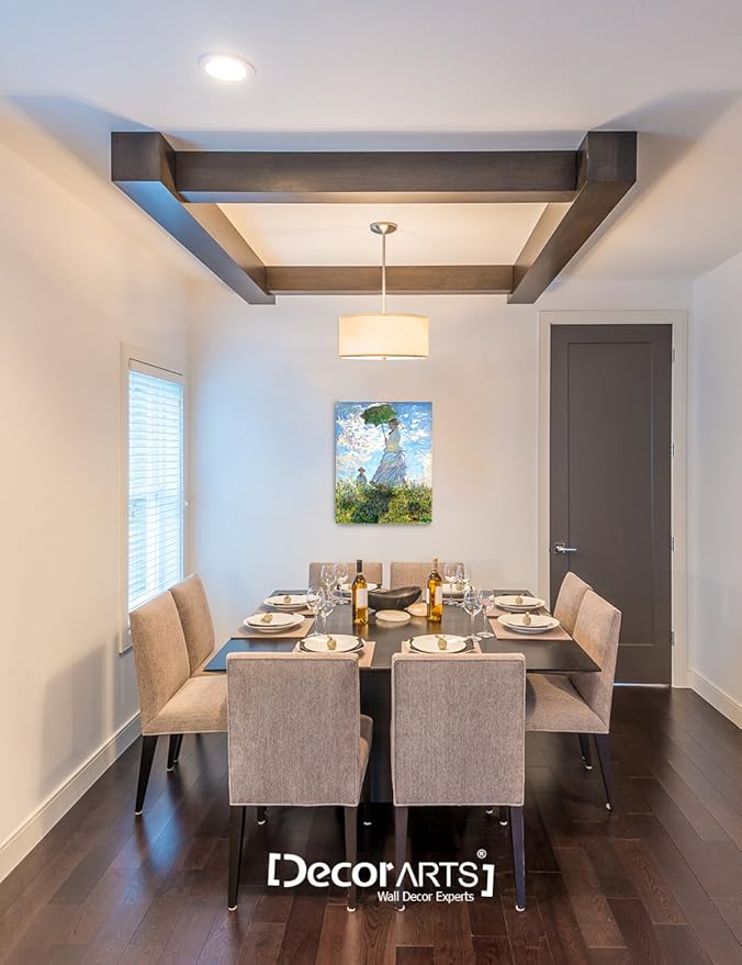 DECORARTS - The Walk, Woman with a Parasol (1875), Claude Monet Art Reproduction. Giclee Canvas Prints Wall Art for Home Decor 20x16