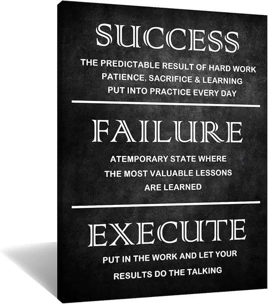 Success Quote Inspirational Wall Art Inspiring Canvas Poster Print Inspiring Motivational Picture Framed Artwork Picture for Office Workplace Living Room Wall Decoration Ready to Hang [30''W x 40''H]