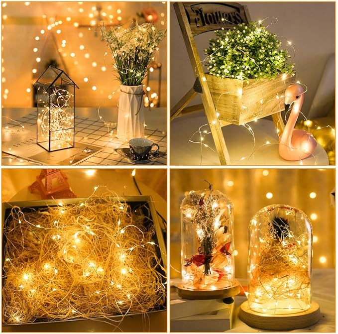 MUMUXI 32 Pack 7.2ft Fairy Lights Battery Operated, 20 LED String Lights Waterproof Copper Wire Starry Firefly LEDs for Wedding Party Jars Christmas Decorations Warm White