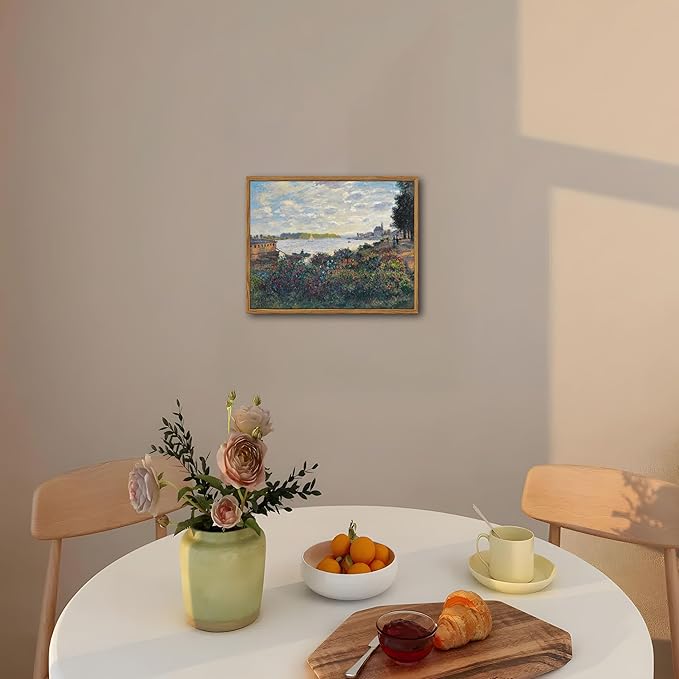 Framed Claude Monet Wall Art – Vintage Landscape Painting Wall Decor, Impressionist Living Room Wall Art, Classic Aesthetic Canvas Prints for Bedroom Kitchen Bathroom – 8"x10"