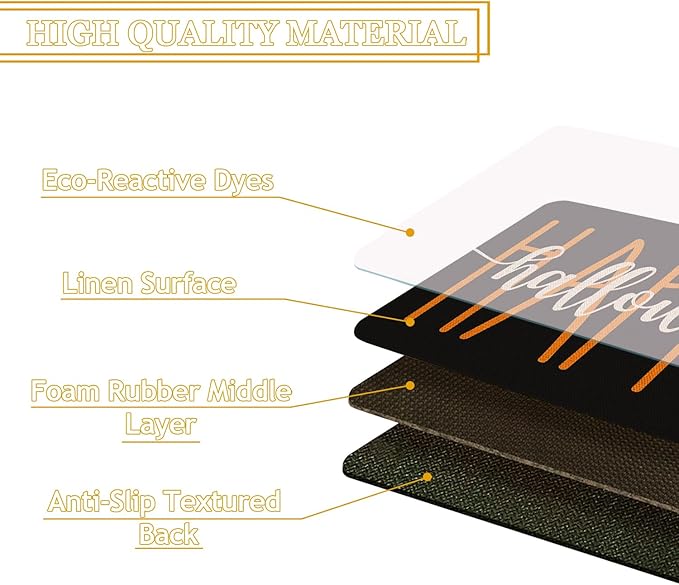 Happy Halloween Welcome Doormat 30x17 Inch Halloween Front Door Mat Indoor Outdoor Entrance Floor Mats Non-Slip Washable Seasonal Home Decor Rugs