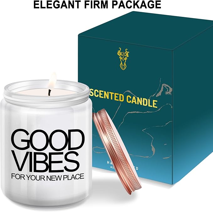 House Warming Gifts New Home, New Home Gifts, Good Vibes Candle, New House Essentials Best Presents for Women Couple Friends - Lavender Candles