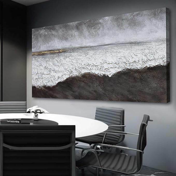 XIANSHOU Black Canvas Artwork For Living Room Abstract Wall Decor Picture on Canvas Large Size Hallway Decor Office Dining Room Decorative Wall Art 29"x58" Ready to Hang