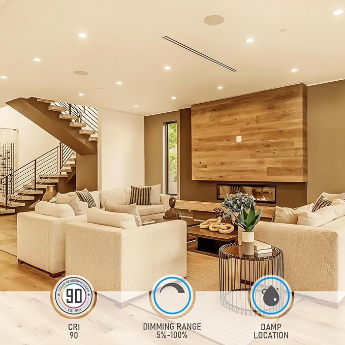 TORCHSTAR Basic Series 12-Pack 4 Inch Ultra-Thin LED Recessed Lighting with Junction Box, CRI90, Aluminum, 3000K Warm White, 5%-100% Dimmable Slim Recessed Downlight, 9W 800LM, ETL and Energy Star