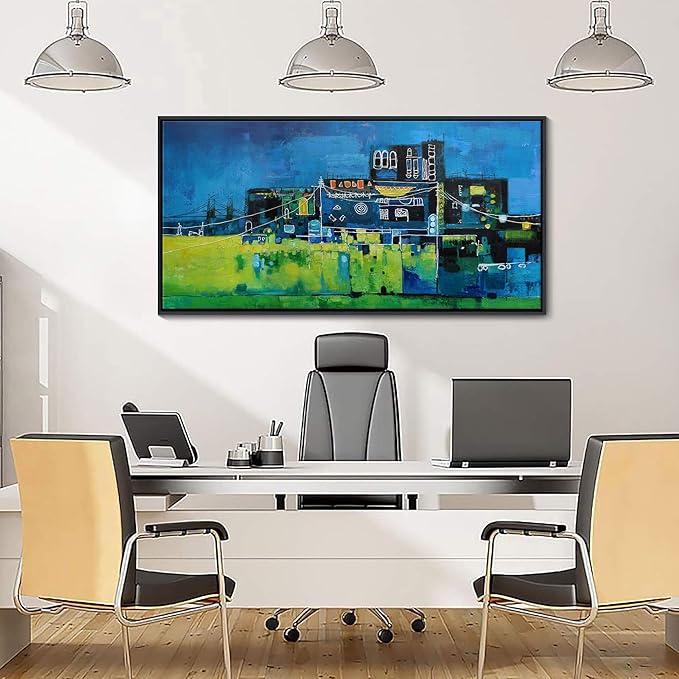 YDYSUNE Modern Abstract Wall Art for Living Room, Office & Bedroom Navy Blue City Wall Art Cityscape & Paintings for Bedroom Wall Art Pictures Wall Decor Artwork for Walls 20×40IN