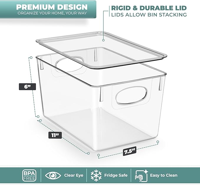 Sorbus Large Clear Plastic Storage Bins with Lids, Clear Stackable Storage Bins, Laundry Room Organizer Bins, Office, Classroom, Playroom, Bathroom, Laundry Room Organization and Storage (4 Pack)