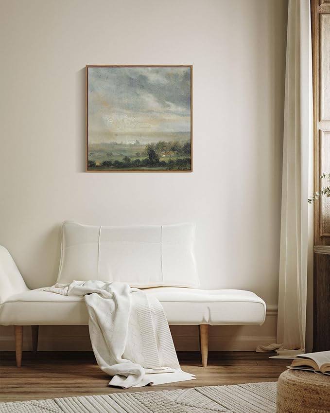 InSimSea Square Framed Canvas Wall Art, Landscape Scenery Sky Cloud Grassland Canvas Oil Paintings Home Decor, Wall Art Prints Room Decor for Living Room, Bedroom, Bedroom, Office 16"x16"