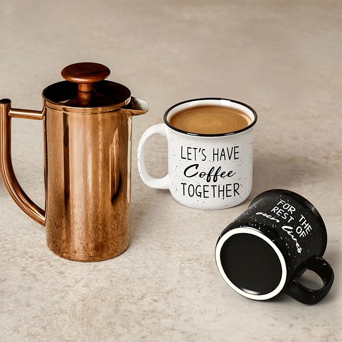 YHRJWN Couples Gifts, Let's Have Coffee Together For The Rest Of Our Lives Mug, Engagement Gifts for Couples, Anniversary Wedding Presents for Him Her, 15Oz