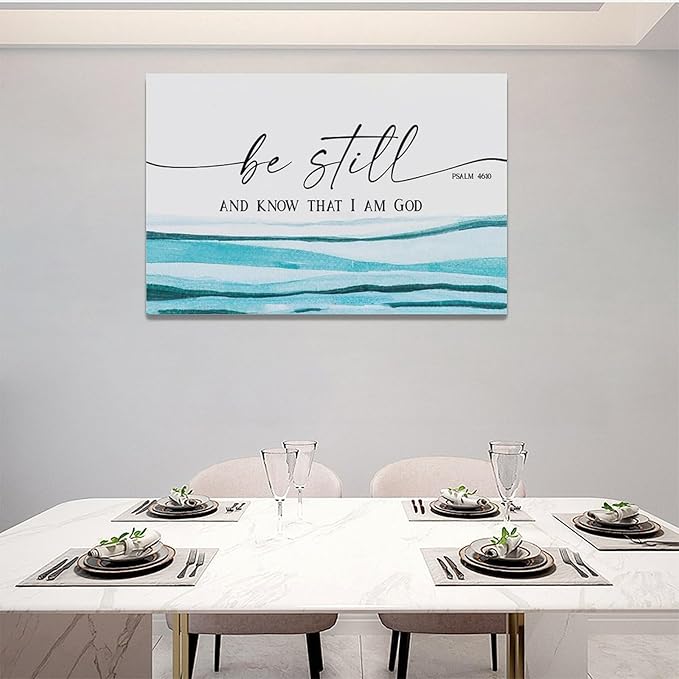 Large Christian Wall Art Be Still and Know That I Am God Pictures Wall Decor Bible Verse Psalm Canvas Painting Print Modern Home Decor Artworks Framed for Living Room Bathroom Master Bedroom 24"x16"