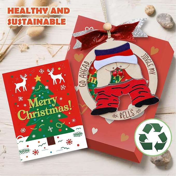 Funny Santa Christmas Ornament - Naughty Wooden Tree Decor for Adults, Perfect for Dirty Santa/White Elephant/Yankee Swap