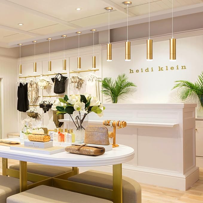 OKELI Modern Pendant Lights,Gold LED Mini Kitchen Island Lights Adjustable Focus Pendant Lighting for Kitchen Island Bedroom Dining Room Bar Shop,20W,4000K,ETL5026458(3 Pack)