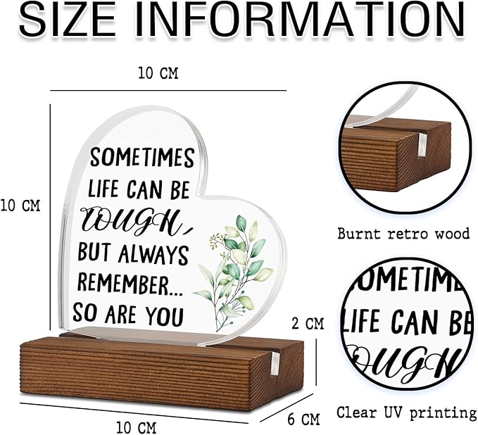 Positive Gift Sometimes Life Can Be Tough, Stay Strong for Friend Sister, Friends Family Apart, Send Love Gift, Sympathy Keepsake Encouragement Gift,Home Office Decor Acrylic Sign Plaque XA319