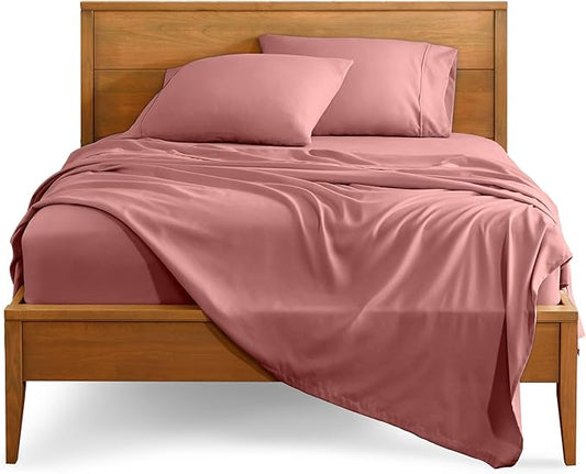 Bare Home California King Sheet Set - 1800 Ultra-Soft Microfiber Bed Sheets - Double Brushed - Deep Pockets - Easy Fit - 4 Piece Set - Bed Sheets (Cal King, Dusty Rose)