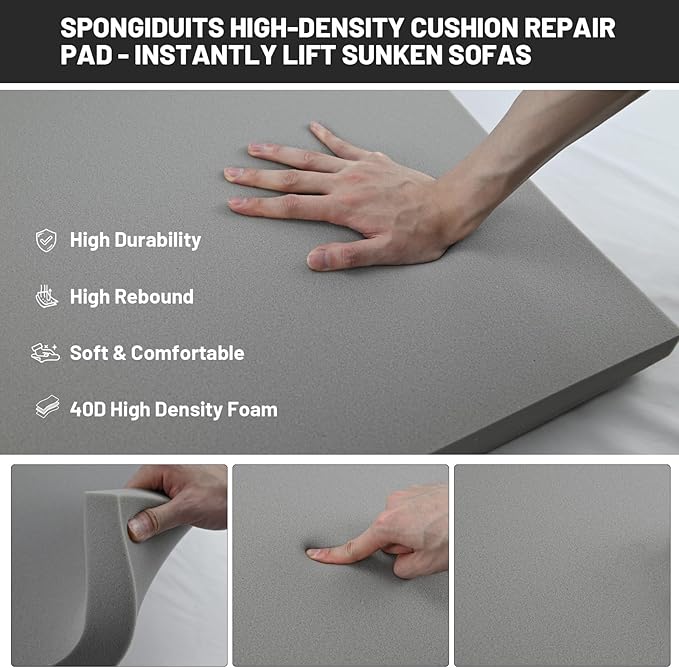 Couch Cushion Support for Sagging Seat - 20" x 20" High-Density Curved Foam Sofa Cushion Support Board, Couch Supporter for Under The Cushions, Grey Set of 1