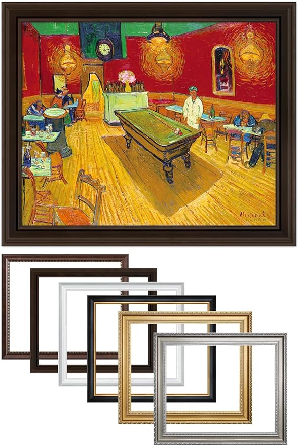 DECORARTS - The Night Cafe in the Place Lamartine in Arles - Vincent Van Gogh Giclee Prints w/Antique Brown Frame for Wall Decor. Picture Size: 20x16, Total Size w/Frame: 23x19