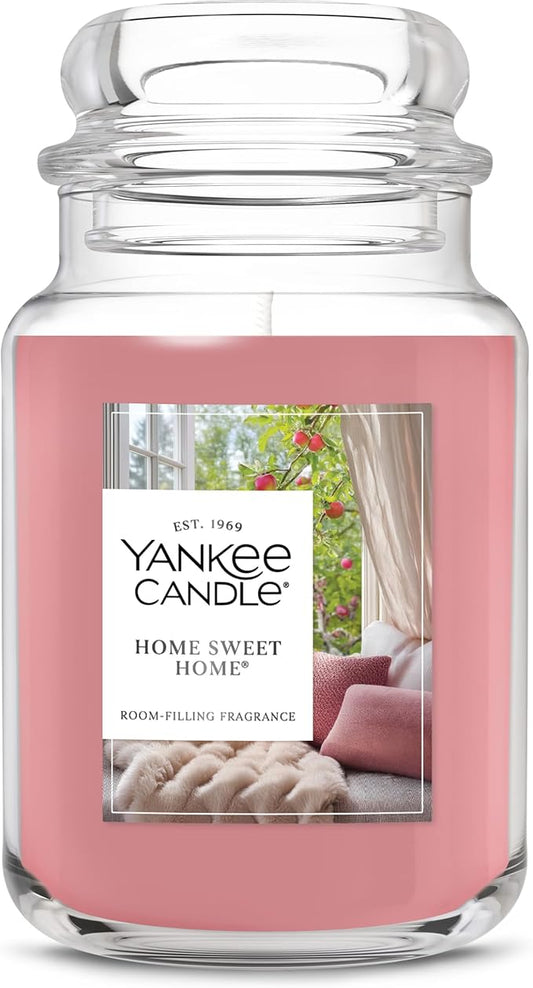 Yankee Candle Large Jar Scented Candle with up to 150 Hour Burn Time, Premium Plant Wax Blend for Consistent Burn, 22 oz Jar Candle with Room Filling Fragrance, Home Sweet Home