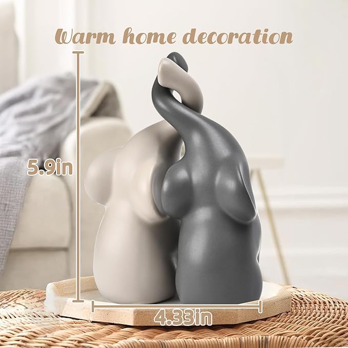 Elephant Statues Home Decor Small Figurines Home Ceramic Decor Sisterhood Elephant Ornament for Living Room House Shelf Table Vanity Entryway DéCor
