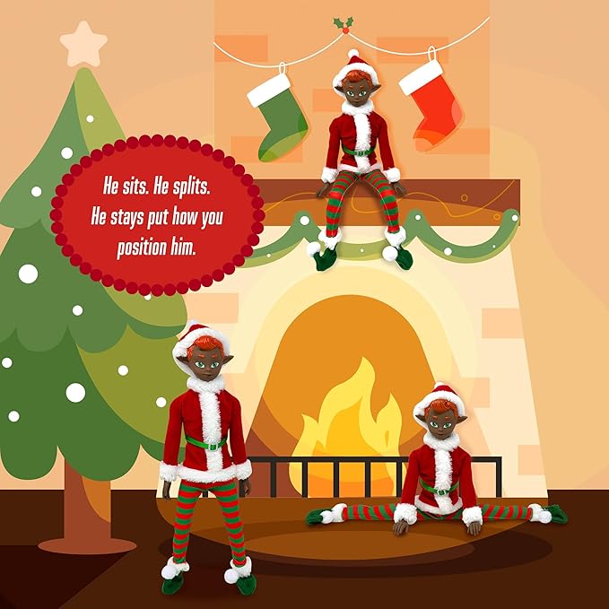 The Original Elf Christmas Dolls, 12" Christmas Elf Doll, Toy Elf for Kids or Décor, Mini Toy Elf Dolls for Christmas, Christmas Elf Decorations, Poseable Little Elf Shelf Sitters with Dangling Legs