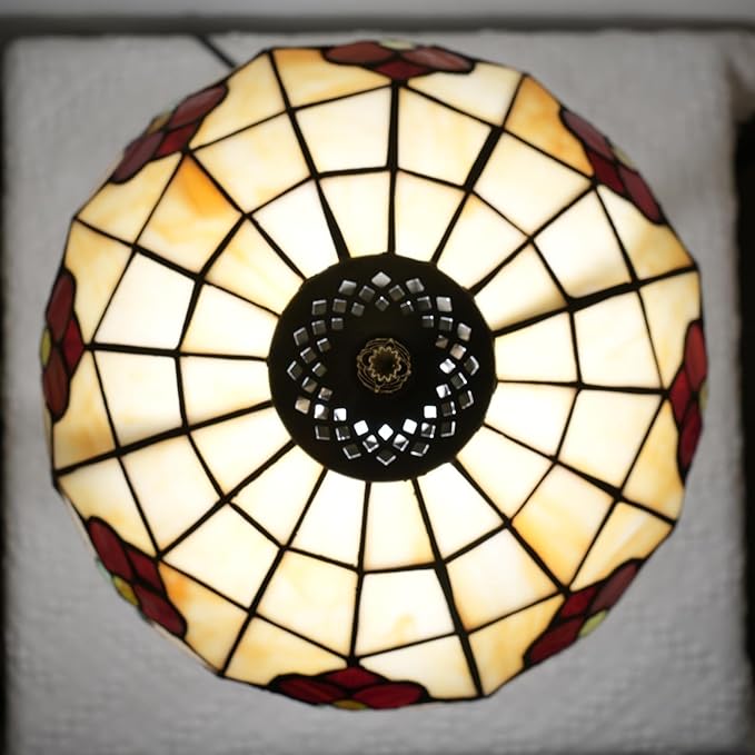 Red Tuilp Tiffany Lamp Stained Glass Table Lamps Antique Vintage Style Bedside Nightstand Nightstand Decor Living Room Bedroom Office Home Retro Bar Hotel 12 Inch Unique Flower Reading Desk Lamps