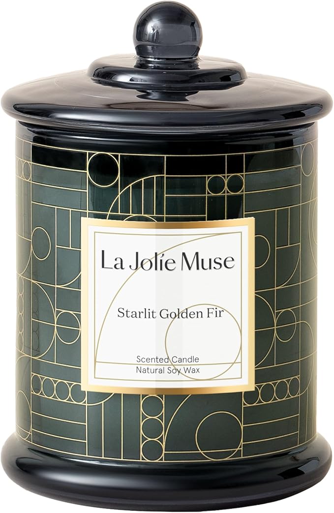 LA JOLIE MUSE Christmas Candle, Cedarwood & Cypress Holiday Gifts, 75 Hours Long Burning, Natural Soy Candle Gift, Fancy Jar Decorative