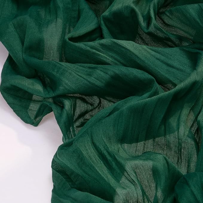 Socomi 10pcs Emerald Green Cheesecloth Table Runner Fall Thanksgiving Boho Rustic Gauze 120 inch 10FT Cheese Cloth Runner for Wedding Party Baby Shower Birthday Home Decor Holiday Decorations