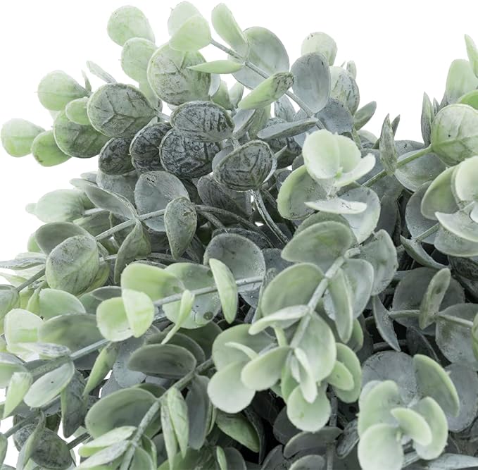 MyGift Artificial Eucalyptus Plant in Modern Gray Concrete Pots with Geometric Embossed Pattern (1, Grey)