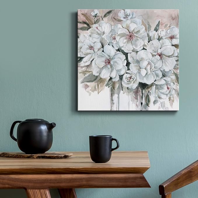 Wexford Home Square Premium Gallery Wrapped Canvas Flower Multicolor Wall Art Abstract Floral Romance Modern Pictures Print for Home Office, Ready to Hang, 10x10