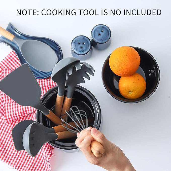 Hasense Extra Large Utensil Holder Crock for Kitchen Counter - 7.1” x 5.9” Vintage Farmhouse Blue Ceramic Caddy Utensil Organizer and Rustic Table Decor for Spatulas, Spoons, and Other Cooking Tools