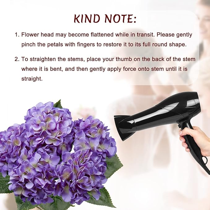 Purple Hydrangea Artificial Flowers Large Artificial Hydrangeas Silk Flowers for Home Decor Indoor Wedding Flowers Bouquets Faux Flowers Kitchen Centerpiece Table Decorations