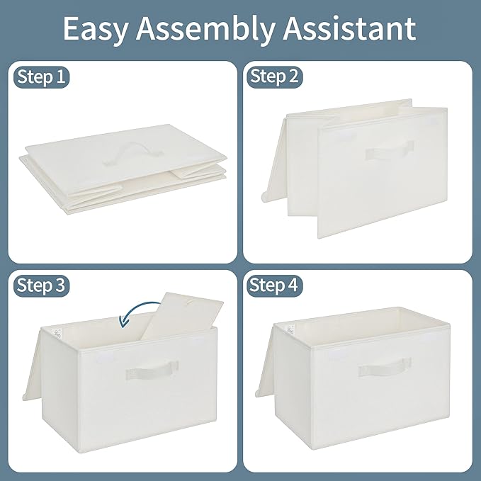 GRANNY SAYS Storage Bins with Lids, Fabric Storage Boxes, Closet Organizers and Storage, Ivory White, 2-Pack
