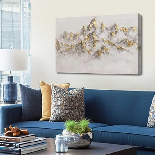 Nature Poster Prints Gold Art for Walls Mountain Picture Canvas 12"x16" Neutral Hanging Wall Art for Bedroom Office Kitchen