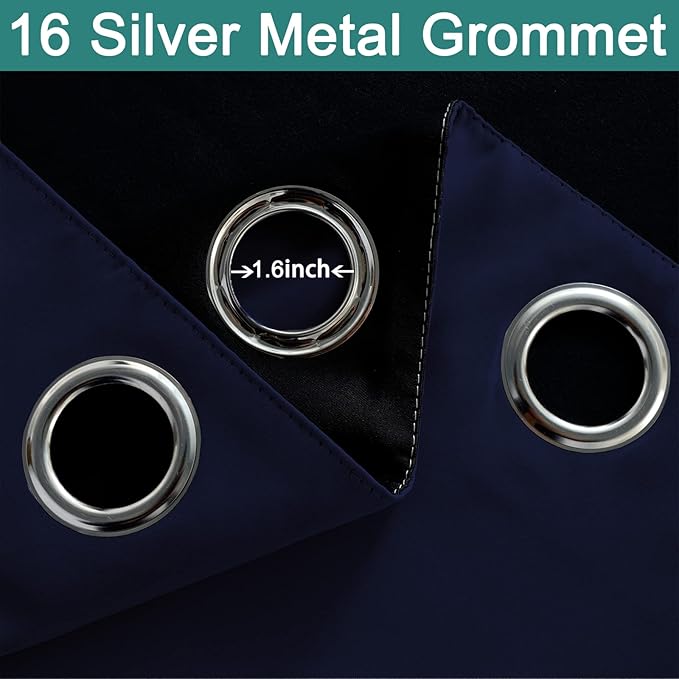 Yakamok 100% Blackout Extra Wide Thermal Insulated Curtains, Total Shade Patio Door Curtain, Full Light Shading Sliding Door Drape Room Divider for Living Room/Bedroom, Navy Blue, W100 x L108, 1 Panel