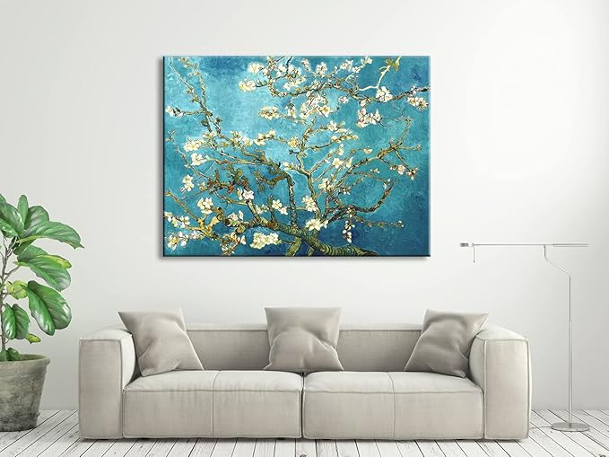 Wieco Art Huge Gallery Wrapped Giclee Canvas Print by Classic Van Gogh Reproductions, Almond Blossom Modern Canvas Wall Art Ready to Hang for Living Room Bedroom Home Office Decorations