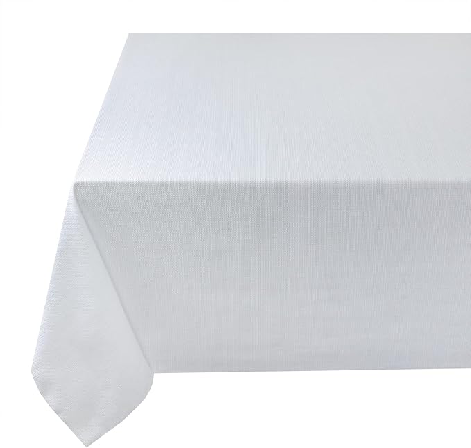 Benson Mills Cameron Textured Fabric Table Cloth, for Everyday Home Dining, Parties, Weddings & Holiday Tablecloths (60" x 84" Rectangular, White)