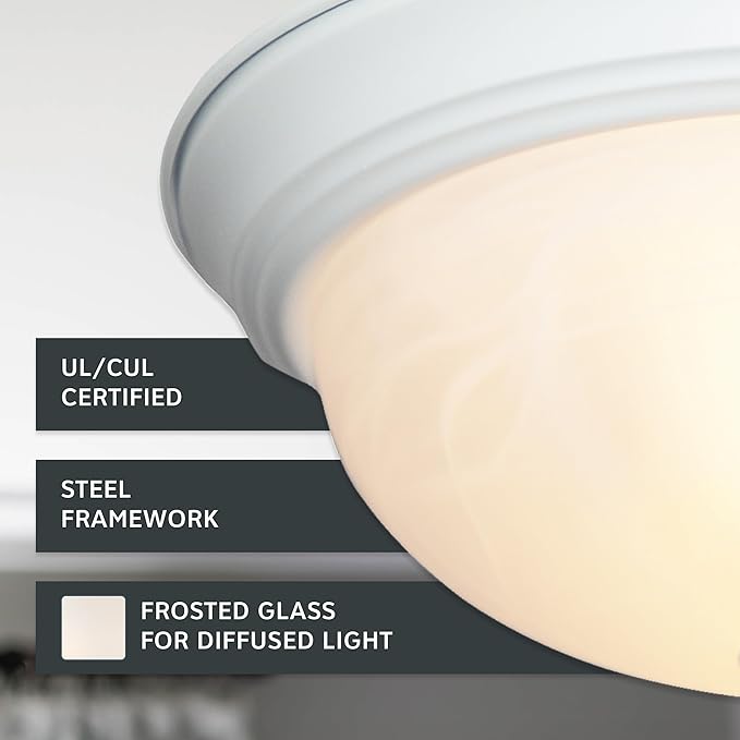 Designers Fountain 1257L-WH-AL Decorative 3-Light Flush Mount, White Finish with White Alabaster Glass, 15 in