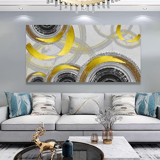 Yellow Abstract Smart Line Pictures Canvas Wall Art for Living room Bedroom Wall Decor,Smart Line Wall Art Print Paitnings for home Decor,Morden Artwork Full of Imagination Line Drawing Canvas Art Waterproof Stretched Ready to Hang-28x57inches
