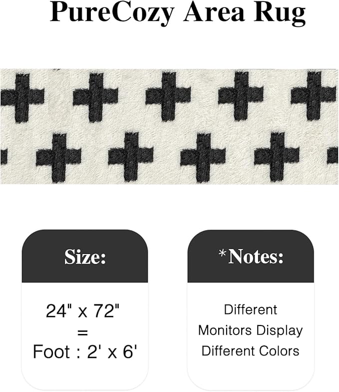 Checkered Area Rug 2x6 for Bedroom, Black and White Modern Shag Rug Super Soft Runner Carpet Washable Fluffy Rugs for Living Room Bedside Sofa Home Dorm Decor Aesthetic