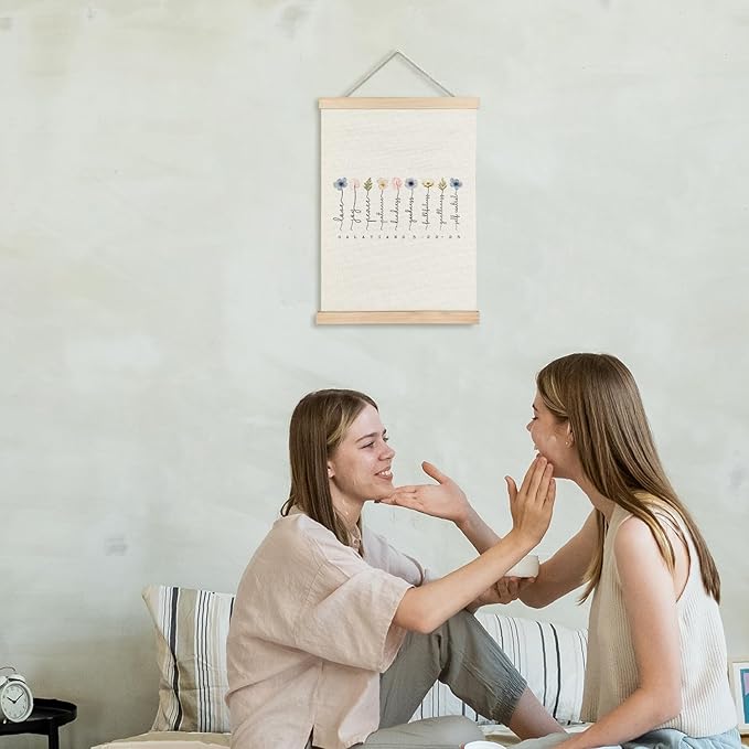 Supwhd Fruit of the Spirit Wall Art with Wooden Poster Hanger, Boho Floral Christian Bible Verses Posters Wall Art Decor, Christian Wall Decor Home Decor Room Decor, 16x24