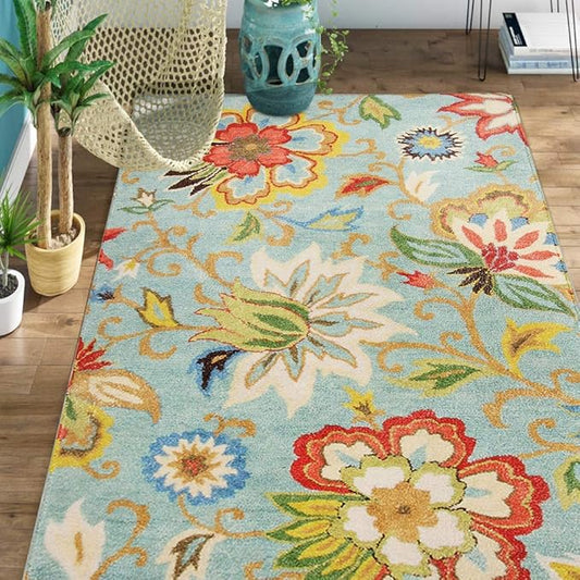 Lahome Collection Modern Floral Area Rug - 3'x5' Washable Rug Non-Slip Colorful Vintage Accent Distressed Throw Rugs Floor Carpet for Living Room Bedrooms Decor (3’X 5’, Paisley)