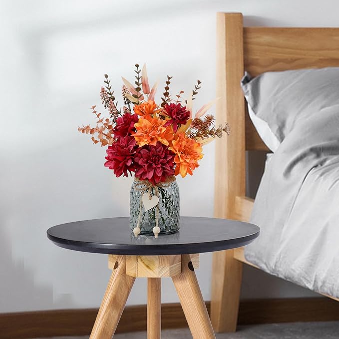 Leftover Fake Fall Flowers in Vase,Faux Flowers in Vase,Fall Floral Arrangement,Fall Centerpieces for Tables,Artificial Flowers,Kitchen Decor,Coffee Table Decor